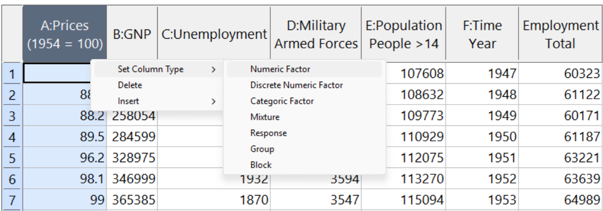 Identifying the first column as a numeric factor